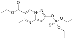 Skeletal formula of pyrazophos