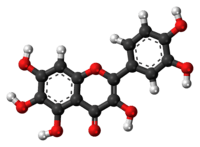 Ball-and-stick model of the quercetagetin molecule