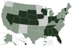 Map of states according to compliance with the REAL ID Act