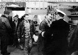 Bonesteel welcoming the crew of USS Pueblo