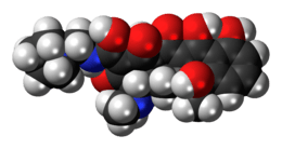 Space-filling model of the rolitetracycline molecule