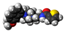 Space-filling model of the S-14671 molecule