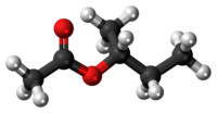 Ball-and-stick model of the sec-butyl acetate molecule