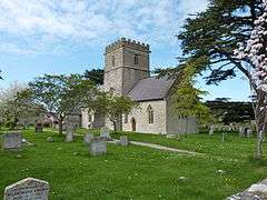 Stone building with square tower