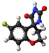 Ball-and-stick model of the sorbinil molecule