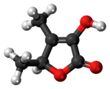 Ball-and-stick model of the sotolon molecule