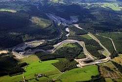 An aerial view of Spa Francorchamps motor racing circuit