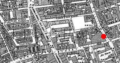 Map of about a dozen interconnecting London streets