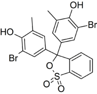 Skeletal formula of bromocresol purple in cyclic form