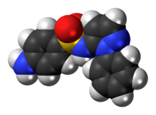 Space-filling model of the sulfaphenazole molecule