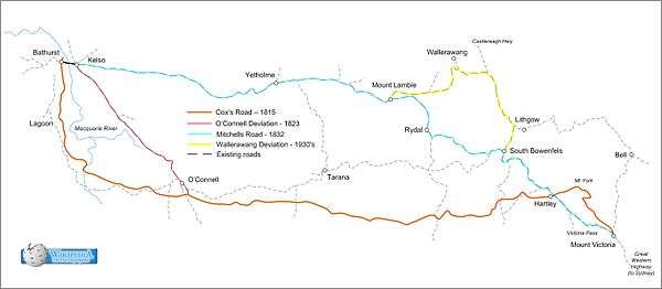 Historical Road routes between Sydney and Bathurst