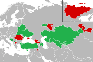 A coloured map of the countries of Europe