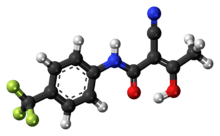 Ball-and-stick model of the teriflunomide molecule