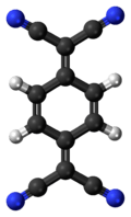 Ball-and-stick model of the tetracyanoquinodimethane molecule