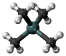 Ball-and-stick model of the tetramethyltin molecule