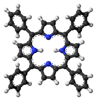 Ball-and-stick model of the tetraphenylporphyrin molecule