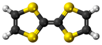 Ball-and-stick model of the tetrathiafulvalene molecule