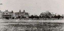 It shows, left to right, Ross Hall, Old Main, and Foster Hall.