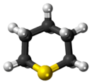 Ball-and-stick model of the thiane molecule