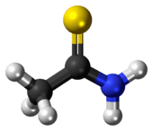 Ball-and-stick model of the thioacetamide molecule