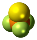 Space-filling model of the thiophosphoryl fluoride molecule