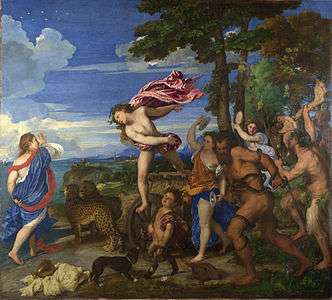 Colorful painting of Bacchus and Ariadne