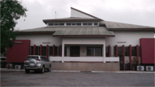 Modern building with angular roof