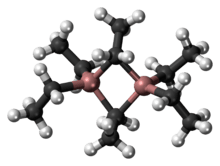 Ball-and-stick model of the triethylaluminium dimer molecule