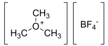 Structural formula of trimethyloxonium tetrafluoroborate