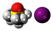 Space-filling models of the component ions of trimethylsulfoxonium iodide