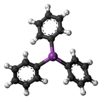 Ball-and-stick model of the triphenylstibine molecule