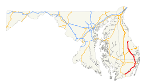 A map of Maryland and Delaware with US 113 highlighted.