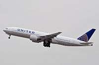 United Airlines plane in flight