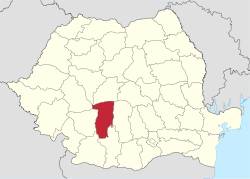 Administrative map of Romania with Vâlcea county highlighted