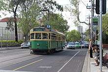 W6 977 on route 78 tram in Church Street, Richmond