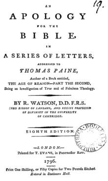 Title page from "An Apology for the Bible"