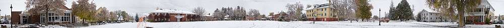 Panorama of Wasatch Academy main campus in winter.