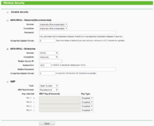 wireless settings interface