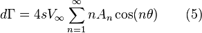  d\Gamma = 4 s V_\infty \sum_{n=1}^{\infty}n A_n \cos(n\theta)  \qquad (5)