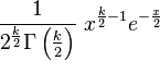 \frac{1}{2^{\frac{k}{2}}\Gamma\left(\frac{k}{2}\right)}\; x^{\frac{k}{2}-1} e^{-\frac{x}{2}}\,