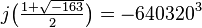 j\big(\tfrac{1+\sqrt{-163}}{2}\big) = -640320^3