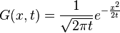 G(x, t) = \frac {1}{\sqrt{2\pi t}} e^{-\frac{x^2}{2t}}