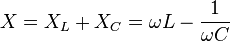 {X = X_L + X_C = \omega L -\frac {1} {\omega C}}