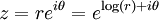 z = re^{i\theta} = e^{\log(r) + i\theta}