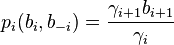 p_i(b_i, b_{-i}) = \frac{\gamma_{i+1}b_{i+1}}{\gamma_i}