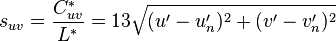 s_{uv}=\frac{C^*_{uv}}{L^*}=13 \sqrt{(u'-u'_n)^2+(v'-v'_n)^2}