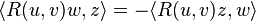 \langle R(u,v)w,z \rangle=-\langle R(u,v)z,w \rangle^{}_{}