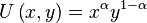 U\left(x,y\right)=x^\alpha y^{1-\alpha}