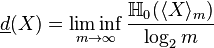 \underline{d}(X)=\liminf_{m \rightarrow \infty}\frac{\H_0(\langle X \rangle_m)}{\log_2m}