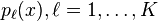 p_\ell(x), \ell = 1, \dots, K